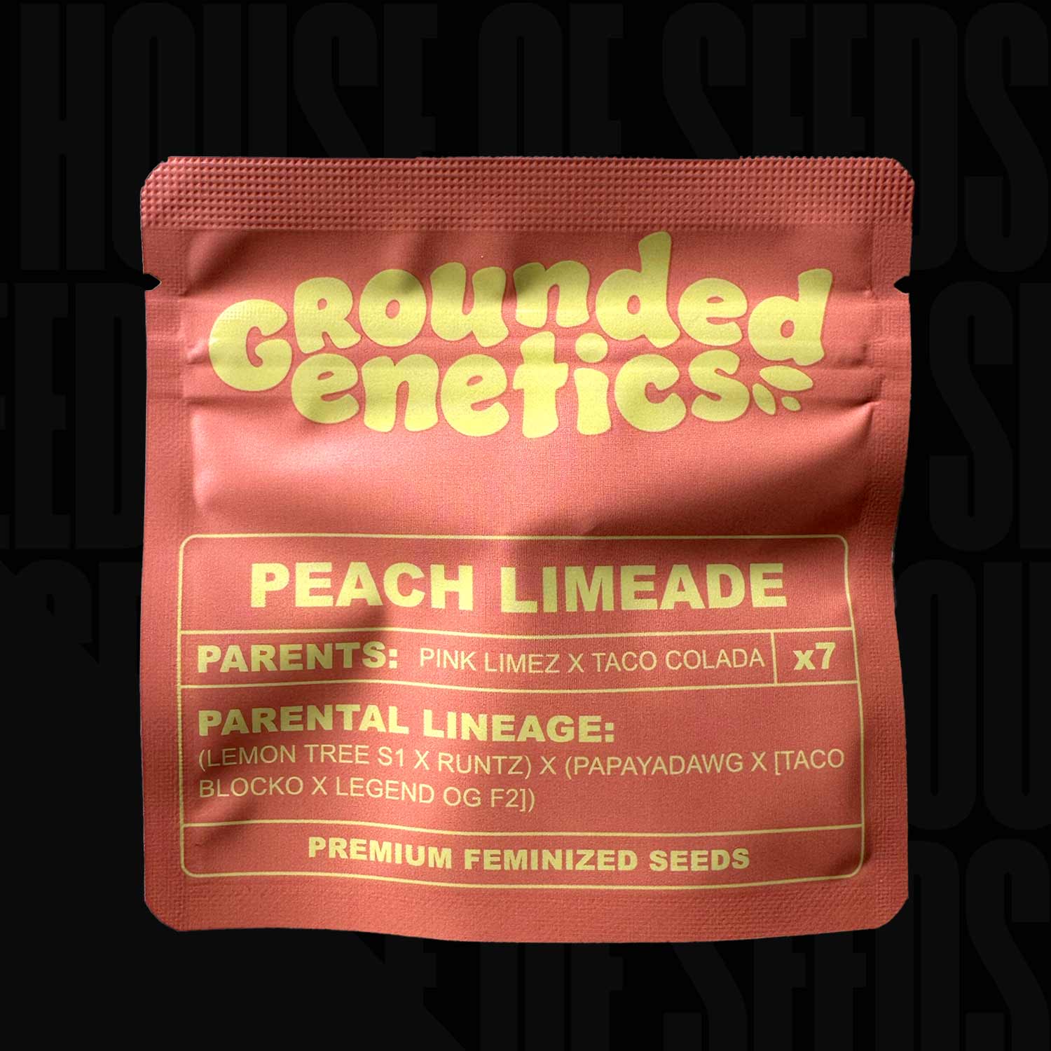 Rotes Grounded Genetics Peach Limeade Paket mit Angaben zu Eltern Pink Limez und Taco Colada